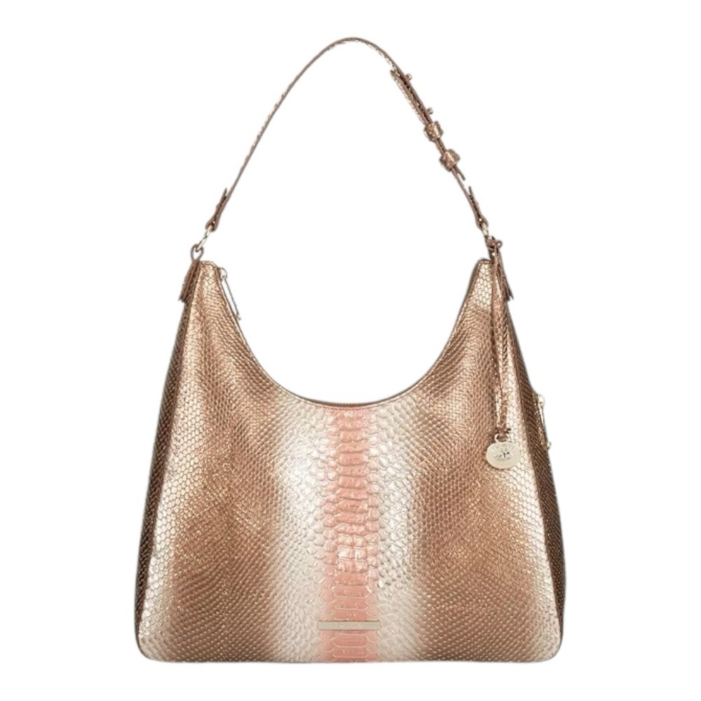 Sold! Authentic Brahmin Tabitha Natural CocoBay Pink Snakeskin Leather Bag